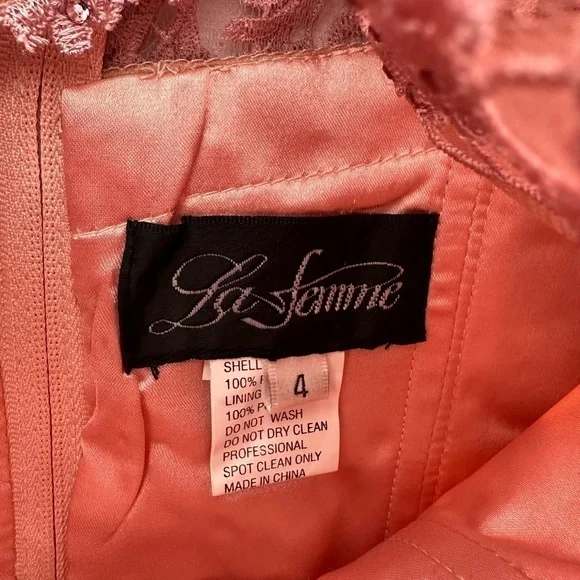 La Femme evening a line dress pink size 4